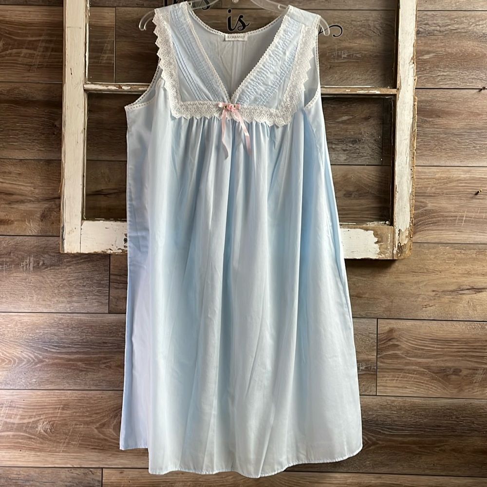 Lorraine Ladies Vintage Nightgown, Light Blue, No Size Tag